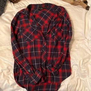 Red and navy plaid long sleeve